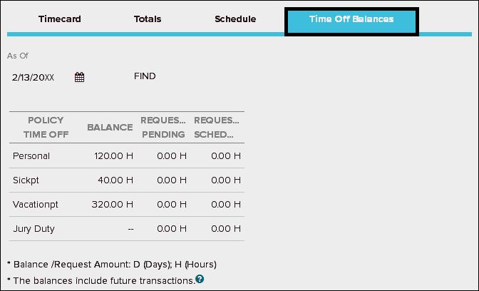 Schedule Tab If your company uses the Schedule feature, click this tab to display an employee s schedule.