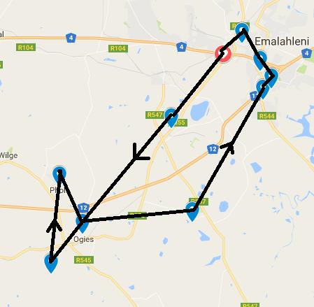 Figure 24: Vehicle four generated route Figure 25: Vehicle five generated route The current as-is routes travelled by the SAPO follow a strict log book, where the five vehicles used by the Post