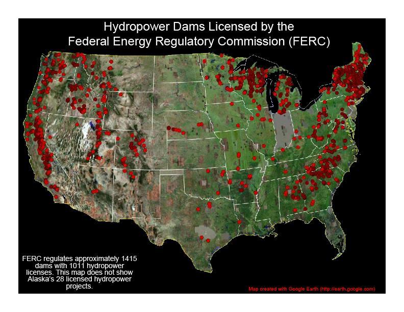 FERC Licensed Hydropower Projects in California About 128 projects licensed About 10% of