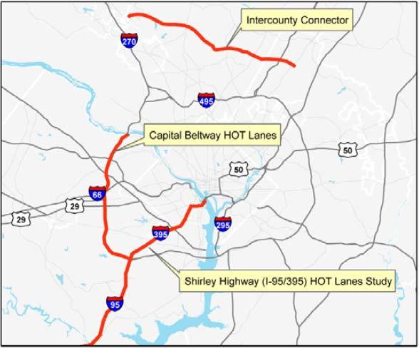 Northern Virginia Capital Beltway (I-495) HOT lanes project, and the I-95/395 HOT lanes project (45).