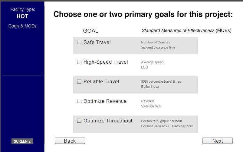 Figure A-2: Choose Facility Goals.