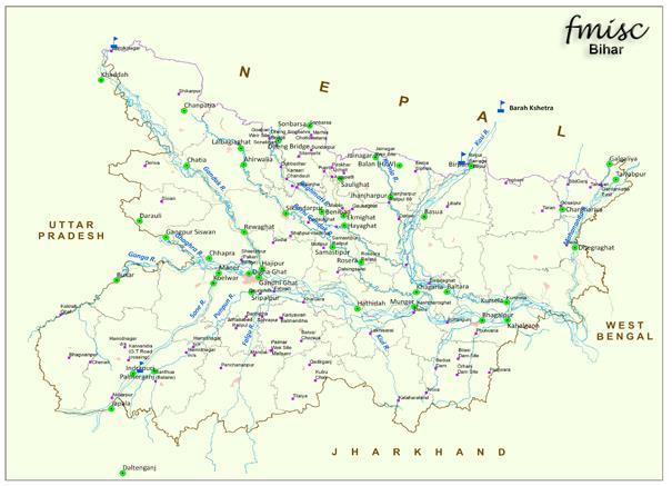 RIVER SYSTEM IN BIHAR SHOWING THE