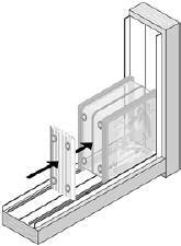 Place a glass block in the side channel and slide it into the bottom channel. E.