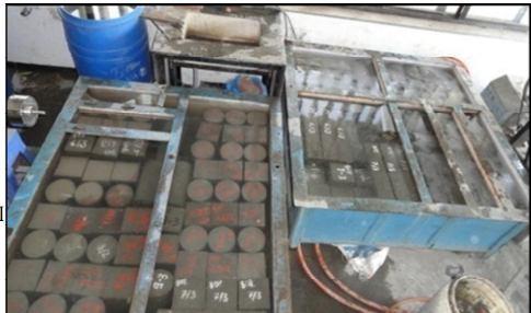 Concrete was then filled in mould in three layers, while filling the mould concrete was compacted using tamping road of 6 mm having a cross sectional area of 25 mm 2 then the mould are kept on the