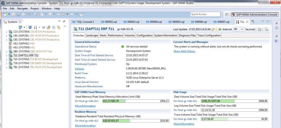 SAP HANA systems < 1 h per week Import patch / new version easy (~ 15