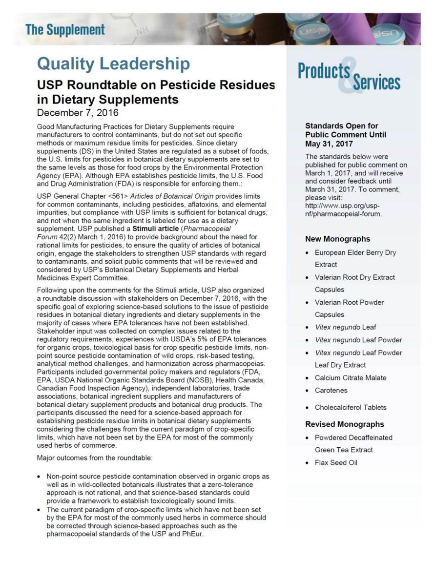 December 2016 USP Roundtable