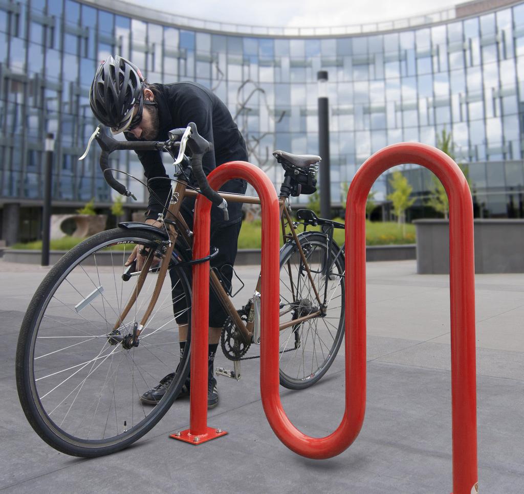 The Rolling Rack can be used as a single-sided or double-sided parking bike rack.