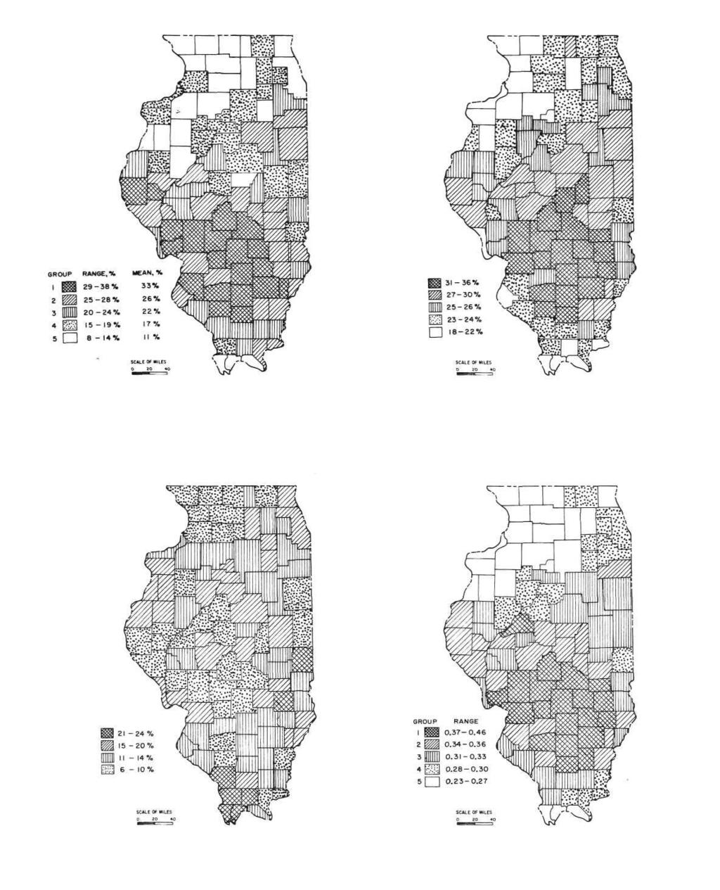 FIG. 2 VARIABILITY OF CORN YIELDS EXPLAINED BY WEATHER (SOIL) EXPRESSED AS PERCENT OF COUNTY MEAN YIELDS FIG.