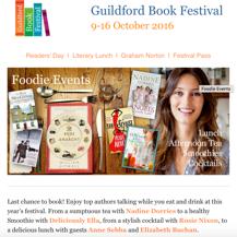 DIGITAL SPONSOR The Guildford Book Festival website is the primary shop window for the Festival and your name/logo would be on every page of the website and on every email newsletter.