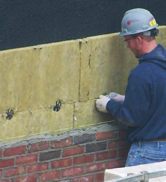 and recommendations, visit www. thermafiber.com/rainbarrier) Unlike rigid foam, RainBarrier flexes for a better fit on curved walls and other surfaces.