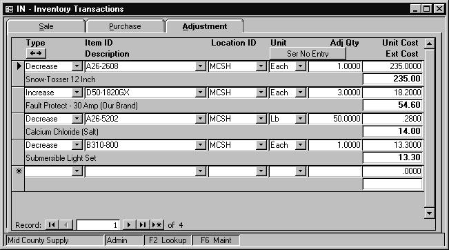 Adjustment Tab Summary View Transactions Inventory Transactions Adjustment Tab Overview Adjustments affect inventory immediately and are used to correct differences in quantities and costs that do