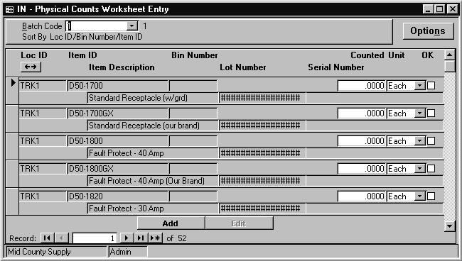 Physical Counts Worksheet Entry Summary View Overview Select any of the batch codes not using the tag option and enter actual counts using the summary view.