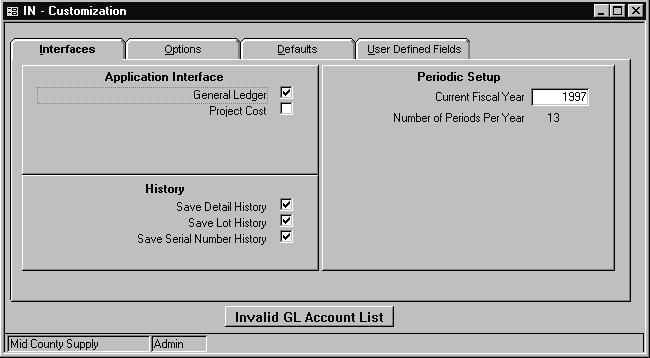 Step Two 1. Starting with the Interfaces tab, make sure the General Ledger check box under the Application Interface heading is checked, if you are using the Red Wing General Ledger.