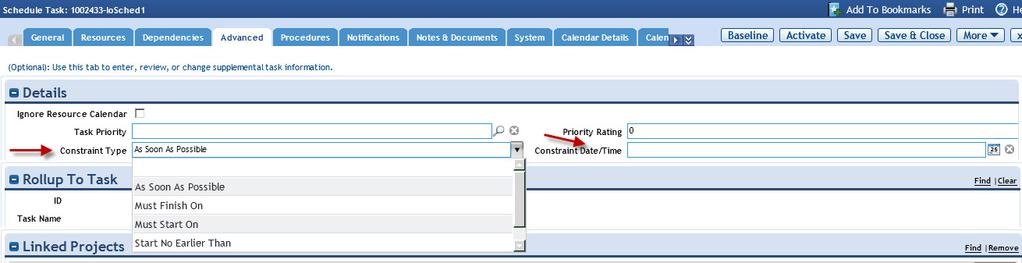 Figure 6: Task Constraints 4.6 Task resources Resources such as assets or people can be attached to a Task. Resources can be associated and listed in the Gantt Scheduler with the tasks.