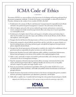 ICMA Code of Ethics Adopt the revised Code Join the