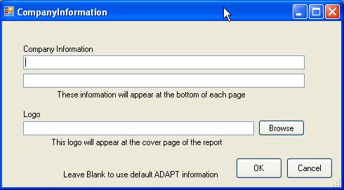 REPORTS Chapter 9 FIGURE 9.2-1 In the Company Information edit box, specify the text that you would like to include in the footer of each page of your report.