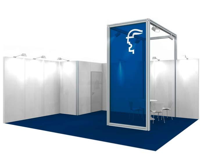 Modular stands Deutsche Messe Type C modular stand Modular stand, recommended for stand sizes of 20 m 2 and above. Rental price for basic fittings, including assembly and dismantling: 125.