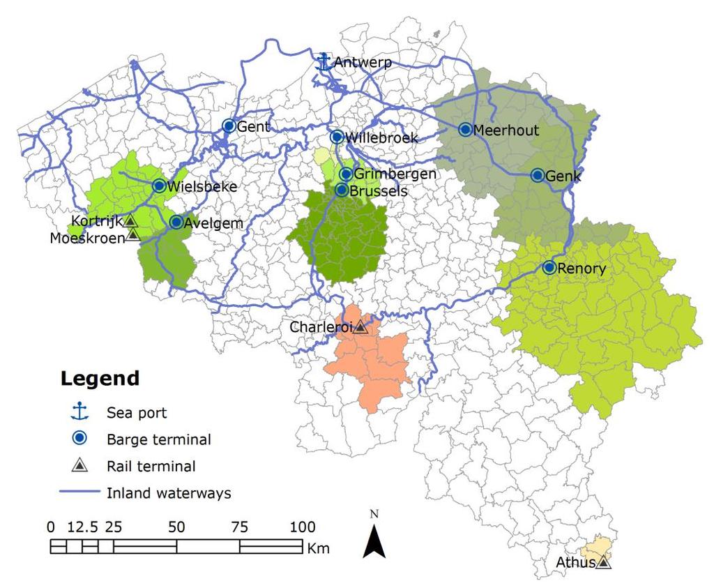 GIS LAMBIT (Location Analysis Model for Belgian Intermodal Terminals) GIS-based model
