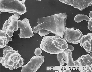 (a) Figure 17.4 (a) Scanning-electron-microscopy photograph of iron-powder particles made by atomization.