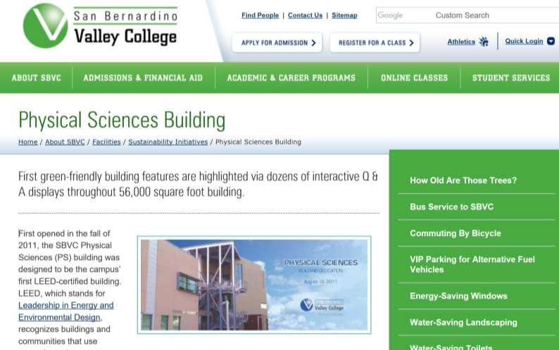 SBVC Physical Science Building An interactive and educational