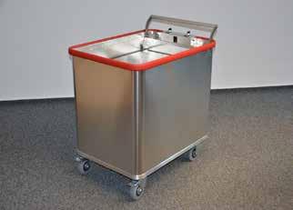 Each bin can easily pull away from the docking station, allowing staff to smoothly glide them around the