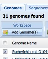 13. Click on the Add Genomes next to the folder