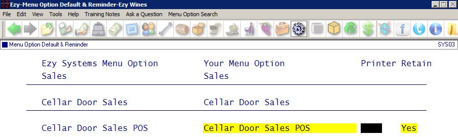 Cellar Door Sales POS menu option.