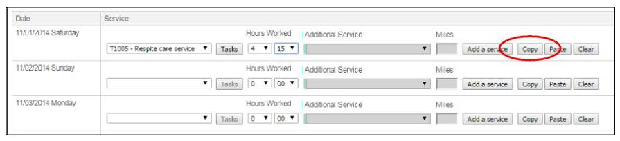 Enter the other service code(s) provided in the second row, and make sure that the hours worked by each service are separately entered. 12.