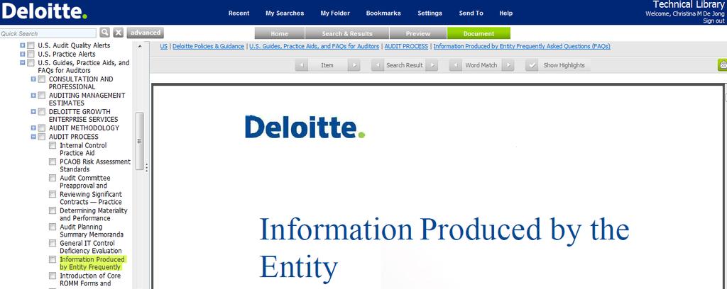 Access the IPE FAQs 1. Deloitte Technical Library 2.