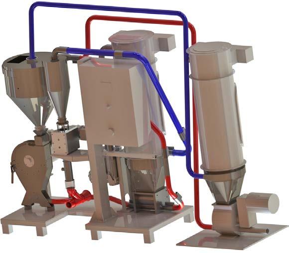 SCHEME 4 FULLY AUTOMATIC MATERIAL SUPPLY AND REMOVAL VIA PNEUMATIC SYSTEM 1 2 3 4 5 6 7 8 1. CONVEYING AIR 2. PRODUCT 3.