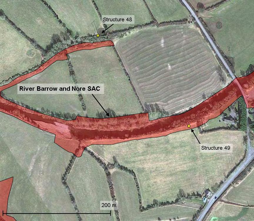 Laois Kilkenny Reinforcement Project Appropriate Assessment Screening November 2012 Figure 4: Existing Ballyragget to Kilkenny 110 kv line structures (polesets) in the vicinity of River Barrow and