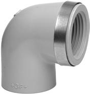 Aaptor Fittings 23 10 02 Elbows 90, PVC-C Moel: With BSP parallel female threa (Rp) reinforce (A2) Reinforcing ring stainless (A2) Connection to plastic or metal o not use threa sealing pastes that