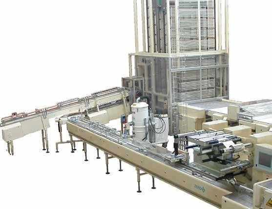 It consists of a realignment system with rollers of incoming rows, with launching belt to allow the rows insertion on Gondolaes with continuous movement. Cantilevered conveyors construction.