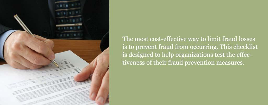 FRAUD PREVENTION CHECKLIST Source: 2010 Report to the Nations on