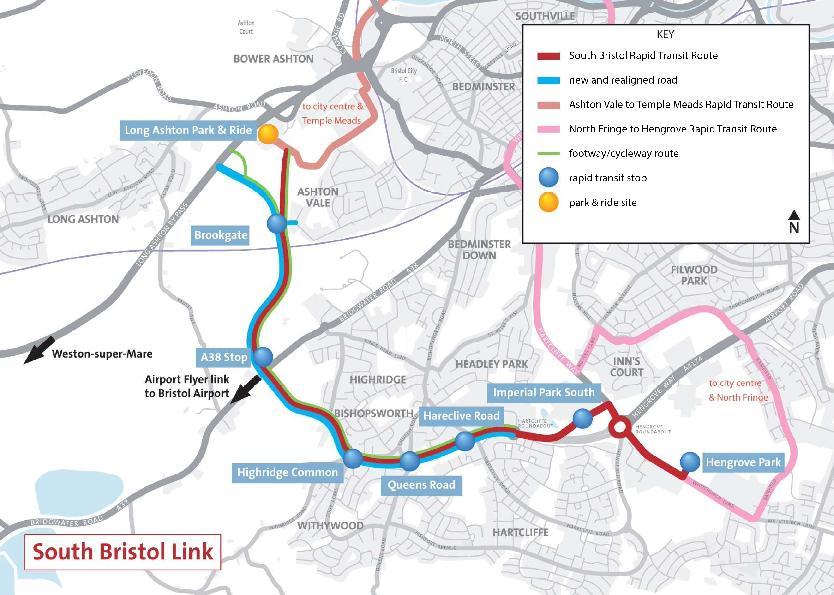 1.2. The South Bristol Link scheme 1.2.1. The project falls within the administrative boundaries of both NSC and BCC. The proposed SBL will provide a 4.