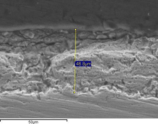 SEM Analysis Report Page 18 of 25 Job Number Y0EMA047 25 Jun 2014 Figure 35 Mag = X1000 C-HDG II 60-Cycles Location 1 zoom in on the area in Figure 27 Figure 36 Mag = X1000 C-HDG