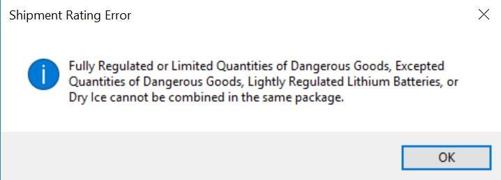 Lithium Batteries Note: Lithium Batteries are not allowed with Fully Regulated or Limited Quantities of Dangerous Goods,