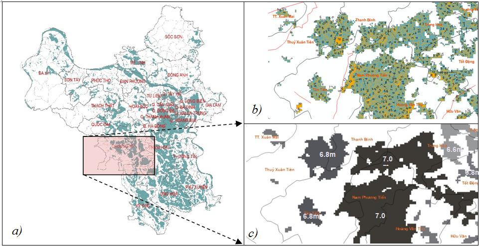 N. Hiệu et al. / VNU Journal of Earth and Environmental Sciences, Vol. 29, No. 1 (2013) 26-37 31 3.3. Assessing inundation in Hanoi City The information layer about inundation depth in Hanoi (Fig.