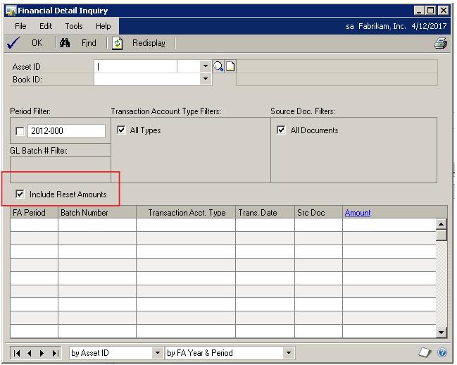 Depreciation Report Options for SQL Server Reporting Services Historical report options have been added for the Fixed Assets Depreciation Detail SQL Server Reporting Services (SSRS) report.