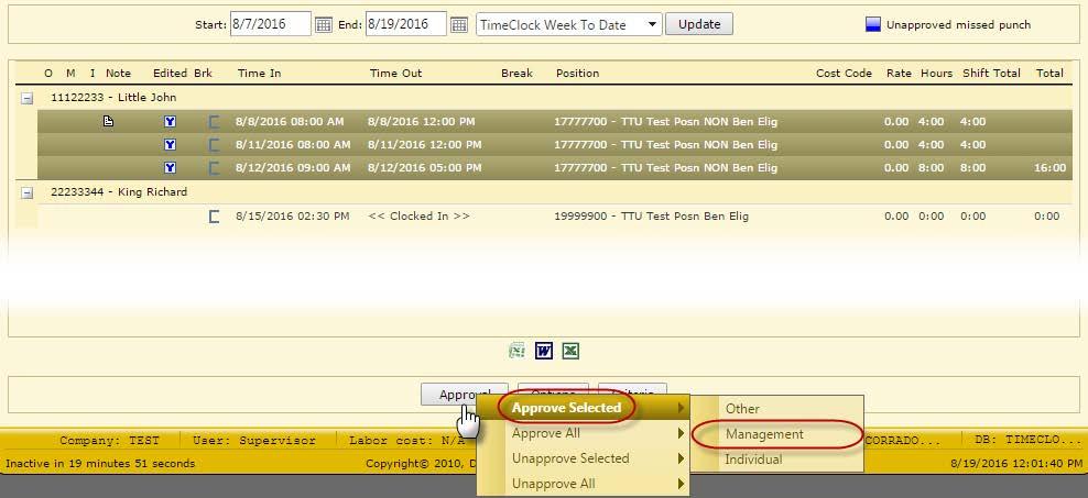 How to Approve Time Approving time in Approval Manager cont.