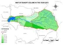 change in the future shows a significant change if it is compared to runoff water volume prediction at present. There are two models of climate change showing the decrease of runoff volume.