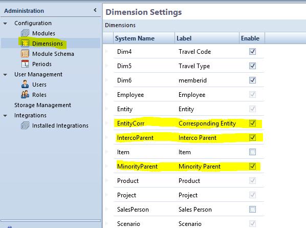 The above dimensions (when enabled) are only available on the GL Summary module; hence they should only be mapped to GL Summary in the Module Schema interface of the Data Warehouse Manager.