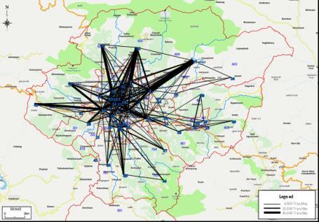 The Project on Urban Transport Improvement KUTMP for Kathmandu Valley 21 Trip distribution Result Mono centric pattern