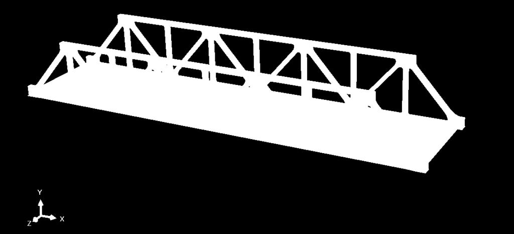Figure 1- Original ABAQUS Model of Sample Truss Bridge 1. Bridge Description A 3-D finite element model is used to analyze the behavior of the superstructure of the example truss bridge.