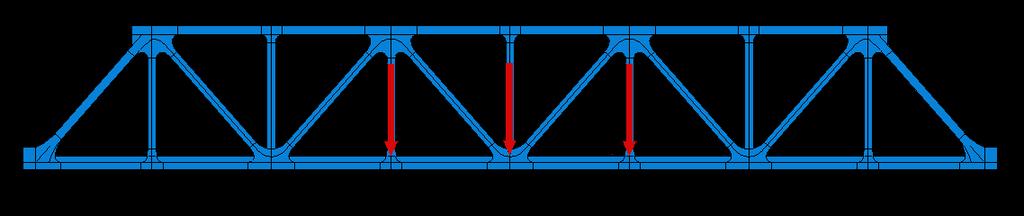 The truss s vertical members are spaced at 14 ft. Also, the main transverse beams are at 14 f from each other and the end beams are at 13 ft from the support. The truss is 14.5 ft high.