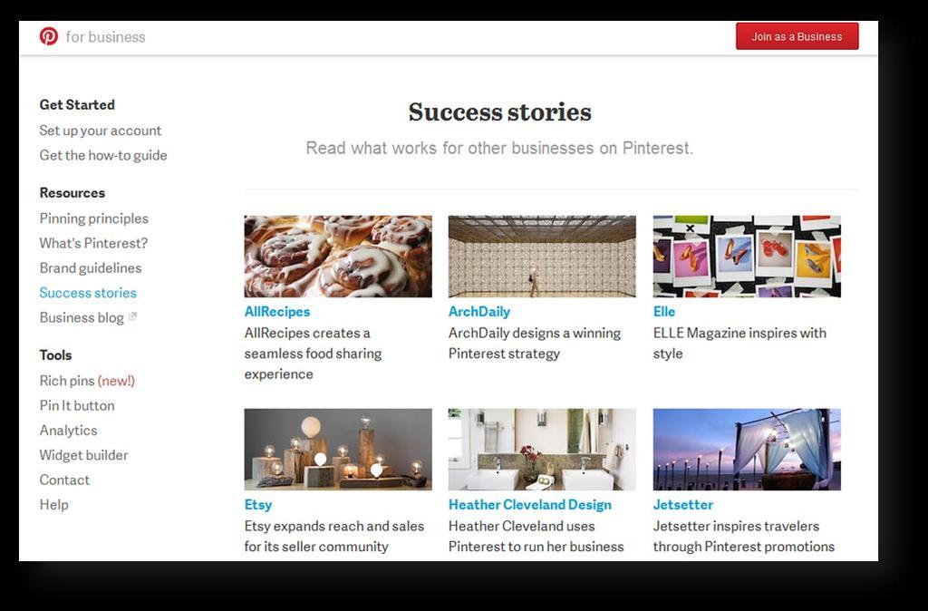 What shocks me a lot is the businesses success stories Pinterest itself sponsors on its Business section: http://business.pinterest.com/success-stories/. Pinterest really cares a lot about businesses.