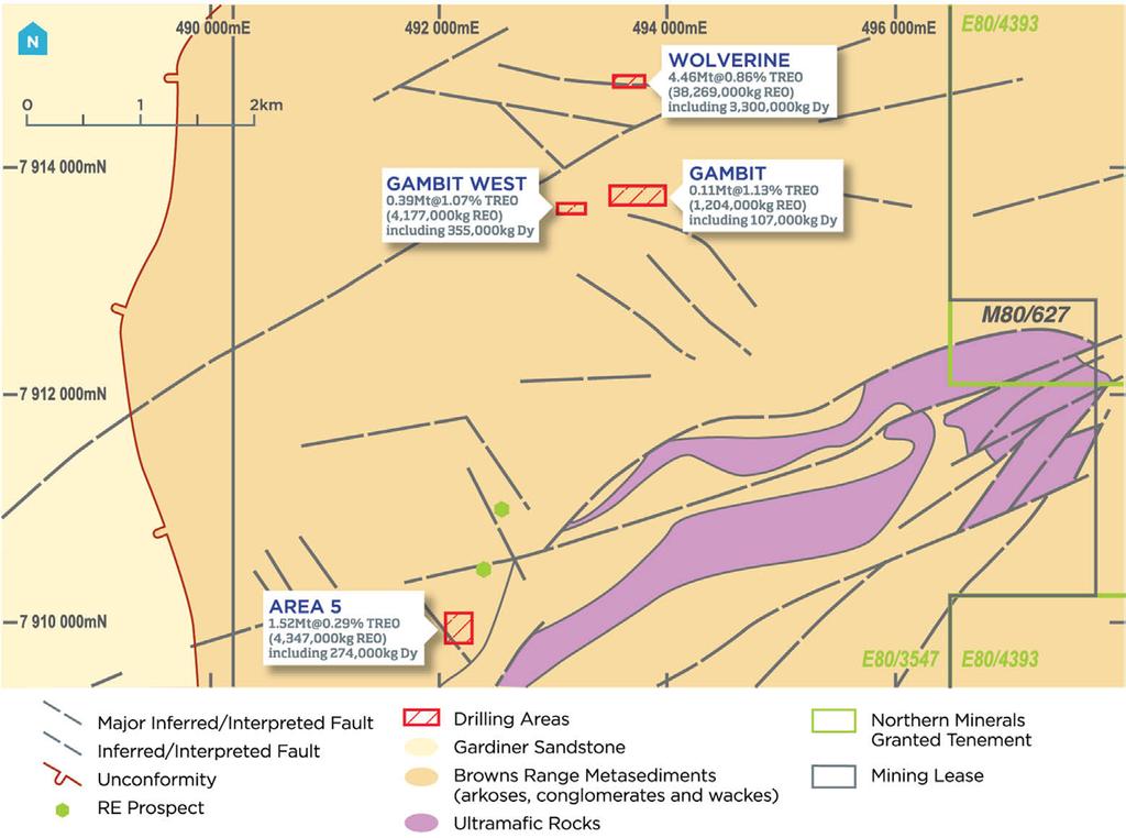 Northern s flagship project is the Browns Range project, where it has a number of deposits and prospects (Figure 1) containing high value dysprosium and other HREs, hosted in xenotime mineralisation.