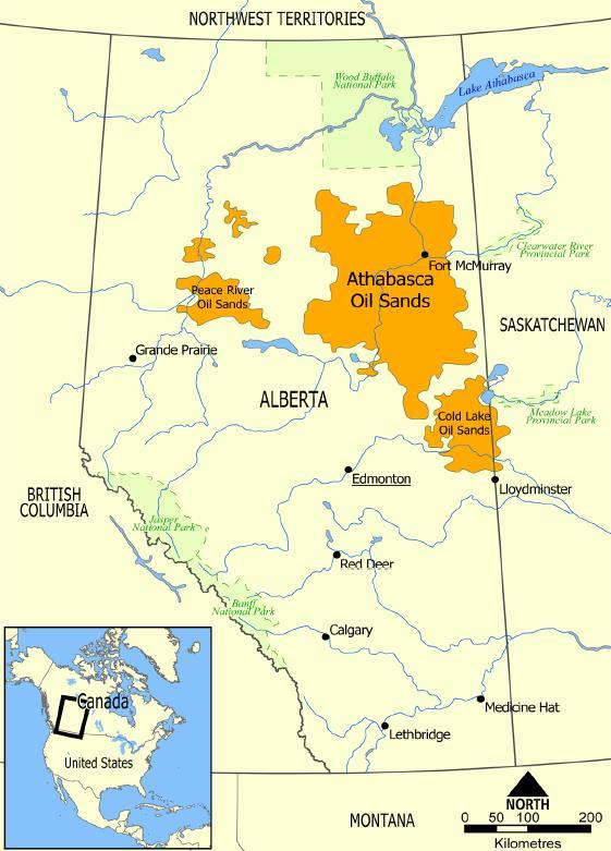 Oil sands Canada is home to largest known natural bitumen reserves ~ 400 billion cubic meters (NEB 2005).