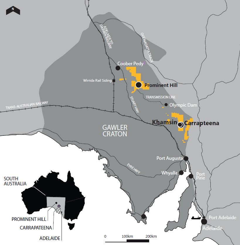 Gawler Craton Overview Carrapateena Mineral Province / Stable low risk jurisdiction in the Gawler Craton region / Home to 68% of Australia s and 14% of the world s known copper resources / IOCG