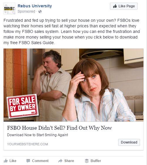 Facebook Ad Page 9 Ad Example #1 - This same ad can be reworked to target expireds.
